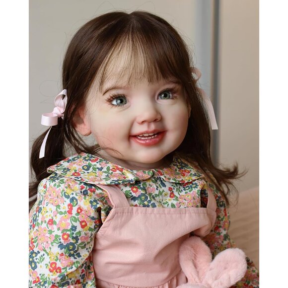 🆕28Inches Long Brown Hair Reborn Princess Girl Doll Smiling with Teeth - Picture 2 of 6